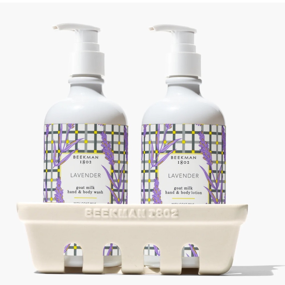 BEEKMAN 1802 Lavender Hand Body Wash & Lotion Caddy Set NIB $54